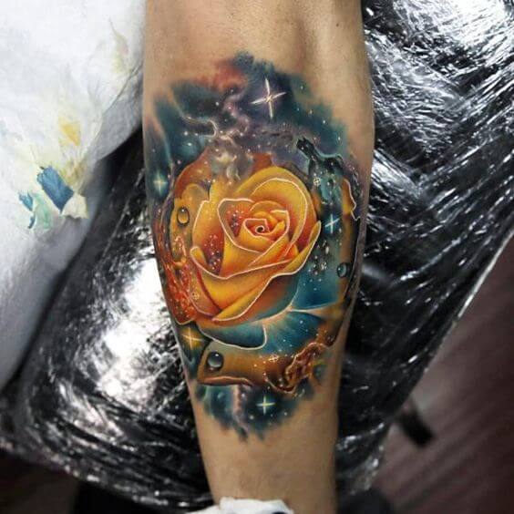 Space Rose Tattoo 4 50+ Space Tattoo Design Ideas (For Men & Women): Meaning And Meaning Of The Tattoo