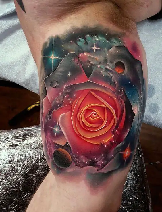 Space Rose Tattoo 5 50+ Space Tattoo Design Ideas (For Men & Women): Meaning And Meaning Of The Tattoo
