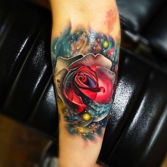 Space Rose Tattoo 6 50+ Space Tattoo Design Ideas (For Men & Women): Meaning And Meaning Of The Tattoo