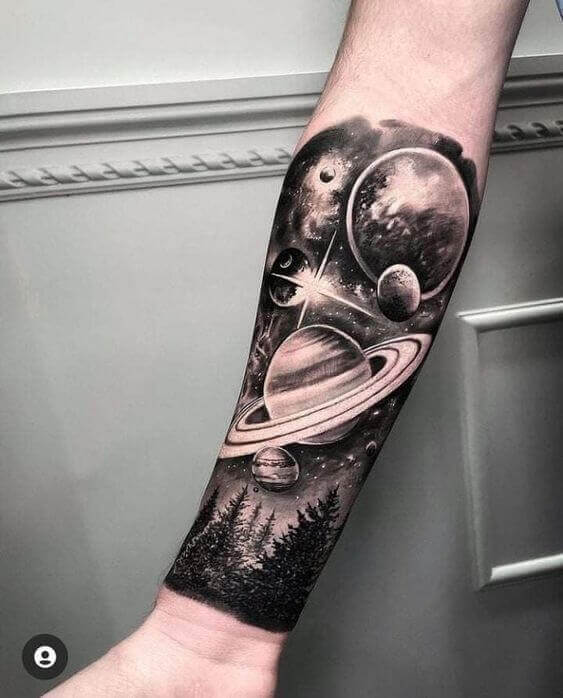 Space Tattoo Forearm 3 1 50+ Space Tattoo Design Ideas (For Men & Women): Meaning And Meaning Of The Tattoo