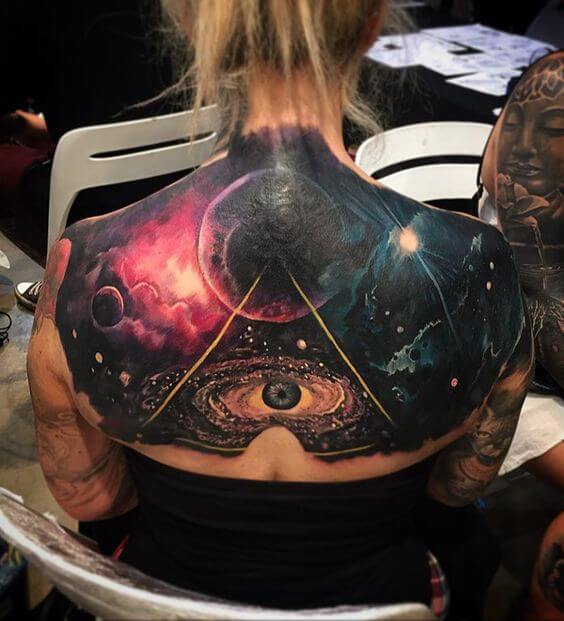 Space Tattoo on the back 3 50+ Space Tattoo Design Ideas (For Men & Women): Meaning And Meaning Of The Tattoo