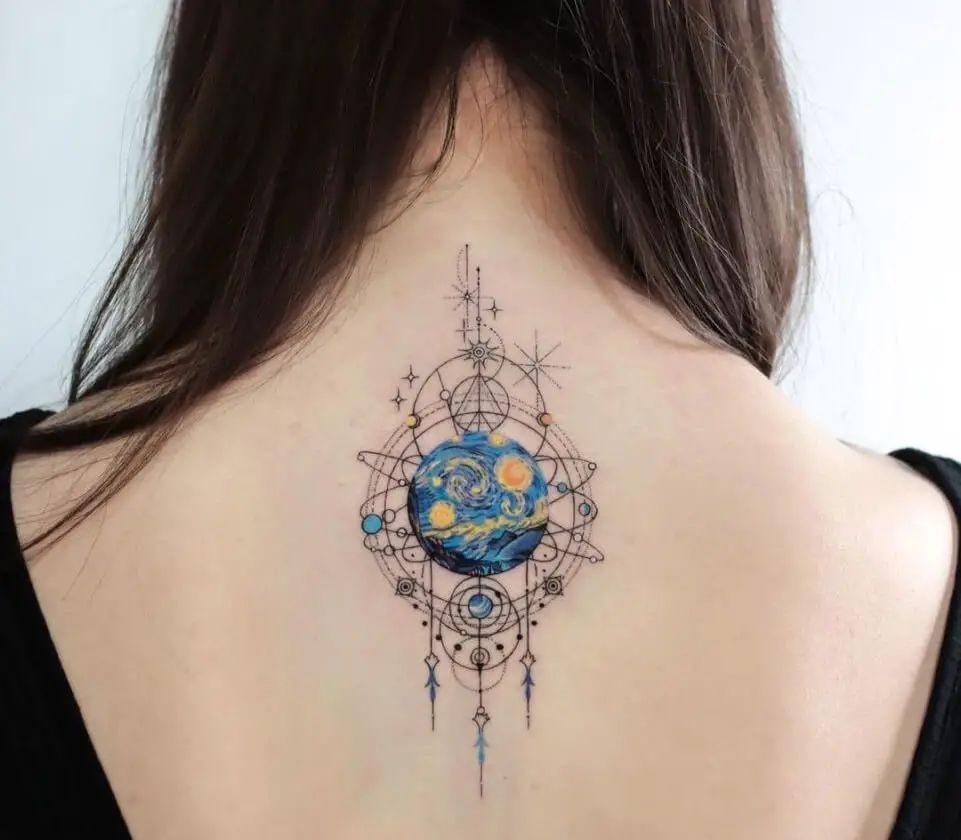 Space Tattoo on the back 5 50+ Space Tattoo Design Ideas (For Men & Women): Meaning And Meaning Of The Tattoo
