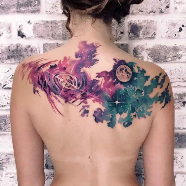 Space Tattoo on the back 6 50+ Space Tattoo Design Ideas (For Men & Women): Meaning And Meaning Of The Tattoo