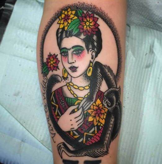 Traditional Frida Kahlo Tattoo 10 80+ Famous Frida Kahlo Tattoo Designs (Inspirational, Meaningful And Meaningless)