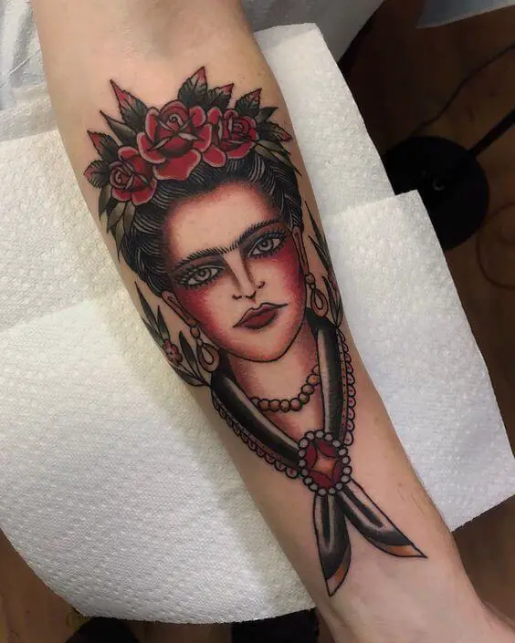 Traditional Frida Kahlo Tattoo 3 80+ Famous Frida Kahlo Tattoo Designs (Inspirational, Meaningful And Meaningless)