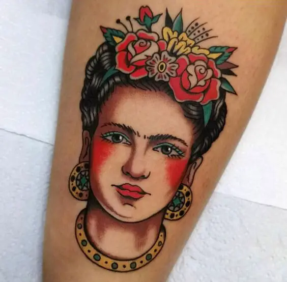 Traditional Frida Kahlo Tattoo 5 80+ Famous Frida Kahlo Tattoo Designs (Inspirational, Meaningful And Meaningless)