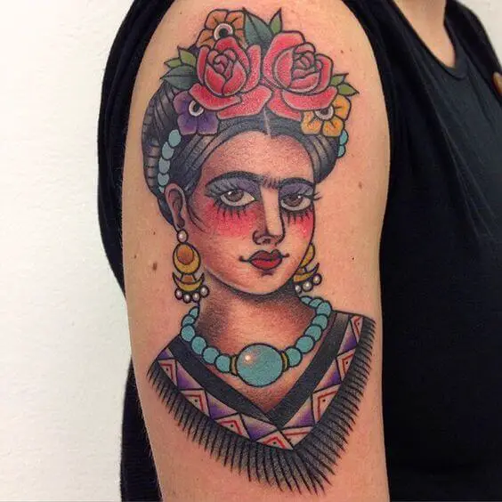 Traditional Frida Kahlo Tattoo 80+ Famous Frida Kahlo Tattoo Designs (Inspirational, Meaningful And Meaningless)