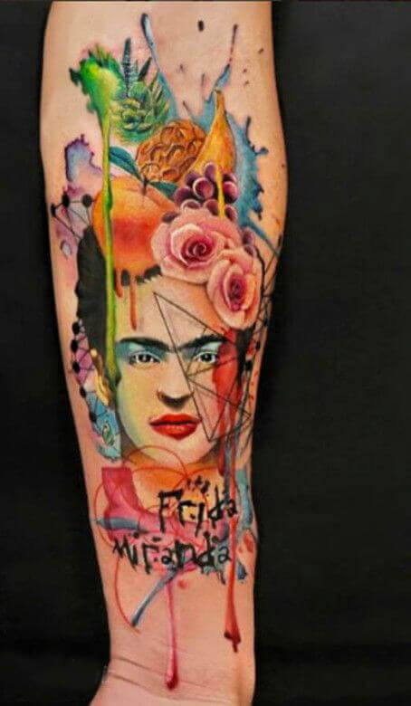 Watercolor Frida Kahlo Tattoo 3 1 80+ Famous Frida Kahlo Tattoo Designs (Inspirational, Meaningful And Meaningless)