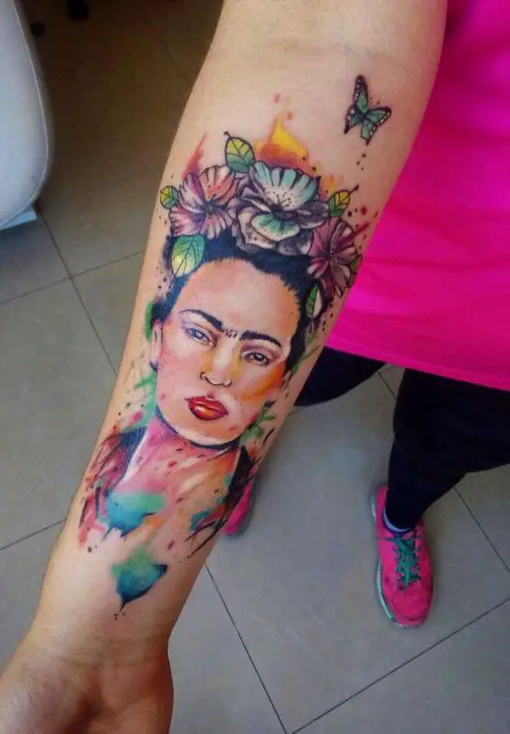 Watercolor Frida Kahlo Tattoo 5 80+ Famous Frida Kahlo Tattoo Designs (Inspirational, Meaningful And Meaningless)