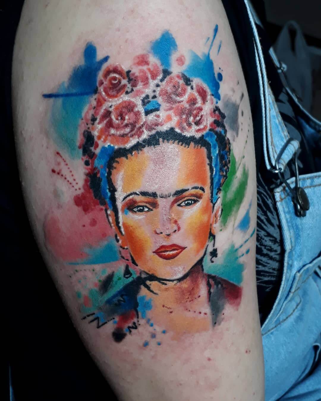Watercolor Frida Kahlo Tattoo 8 80+ Famous Frida Kahlo Tattoo Designs (Inspirational, Meaningful And Meaningless)