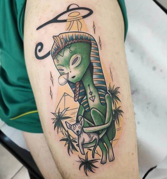 Alien Weed Tattoo 3 100+ Amazing Weed Tattoo Ideas That Will Get You High