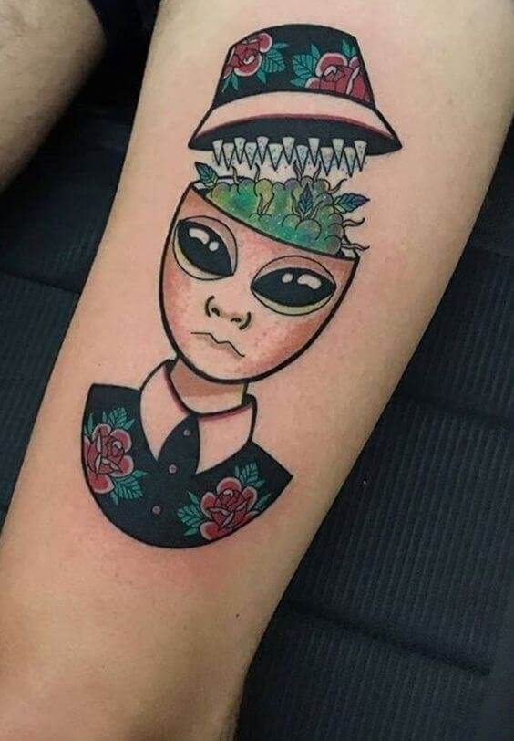 Alien Weed Tattoo 5 100+ Amazing Weed Tattoo Ideas That Will Get You High
