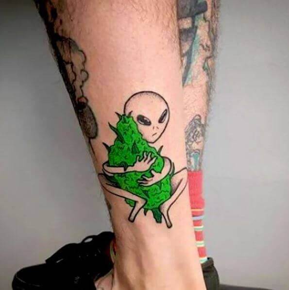 Alien Weed Tattoo 100+ Amazing Weed Tattoo Ideas That Will Get You High