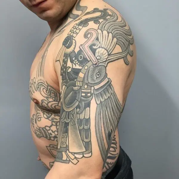 Aztec God of War Tattoo 2 66+ Aztec Tattoo Designs That Will Make Your Heart Beat Faster