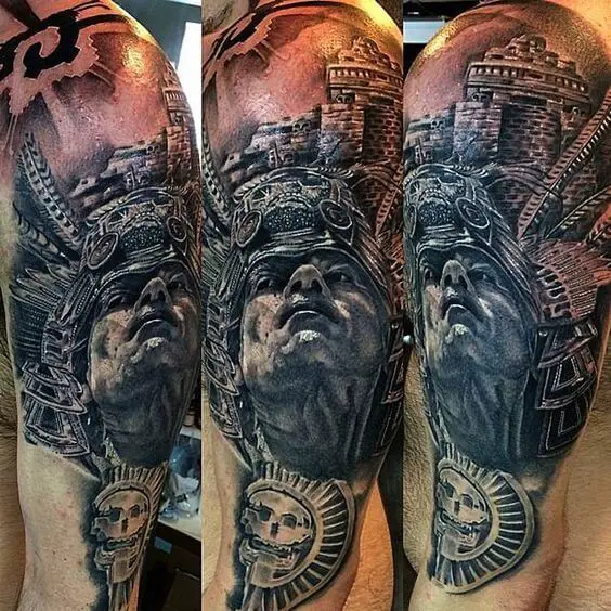 Aztec God of War Tattoo 3 66+ Aztec Tattoo Designs That Will Make Your Heart Beat Faster