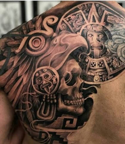 Aztec Skull Tattoo 1 61 Awesome Skull Tattoo Designs for Men and Women in 2022