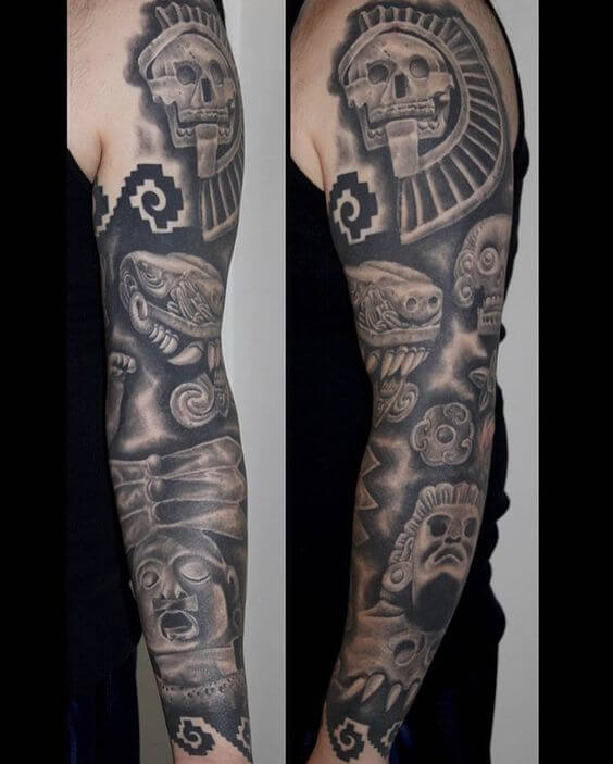Aztec Tattoo Sleeve 3 66+ Aztec Tattoo Designs That Will Make Your Heart Beat Faster