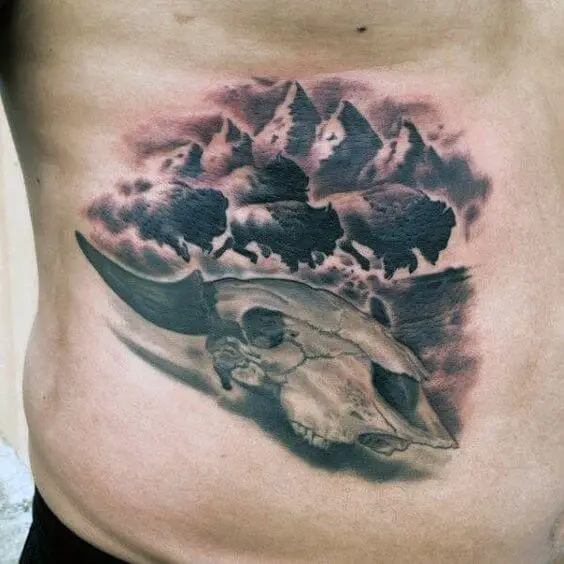 Buffalo Skull Tattoo 2 61 Awesome Skull Tattoo Designs for Men and Women in 2022