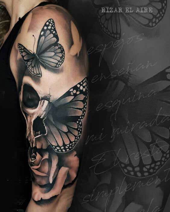 Butterfly Skull Tattoo 2 61 Awesome Skull Tattoo Designs for Men and Women in 2022