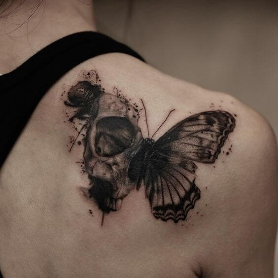 Butterfly Skull Tattoo 3 61 Awesome Skull Tattoo Designs for Men and Women in 2022