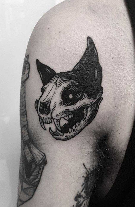Cat Skull Tattoo 2 61 Awesome Skull Tattoo Designs for Men and Women in 2022