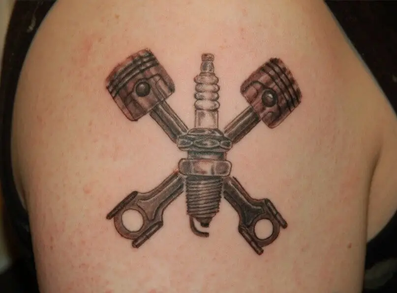 Crossed Piston Tattoo 3 Piston Tattoo: Everything You Need To Know (30+ Cool Design Ideas)
