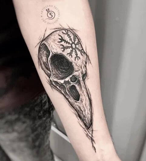 Crow Skull Tattoo 61 Awesome Skull Tattoo Designs for Men and Women in 2022