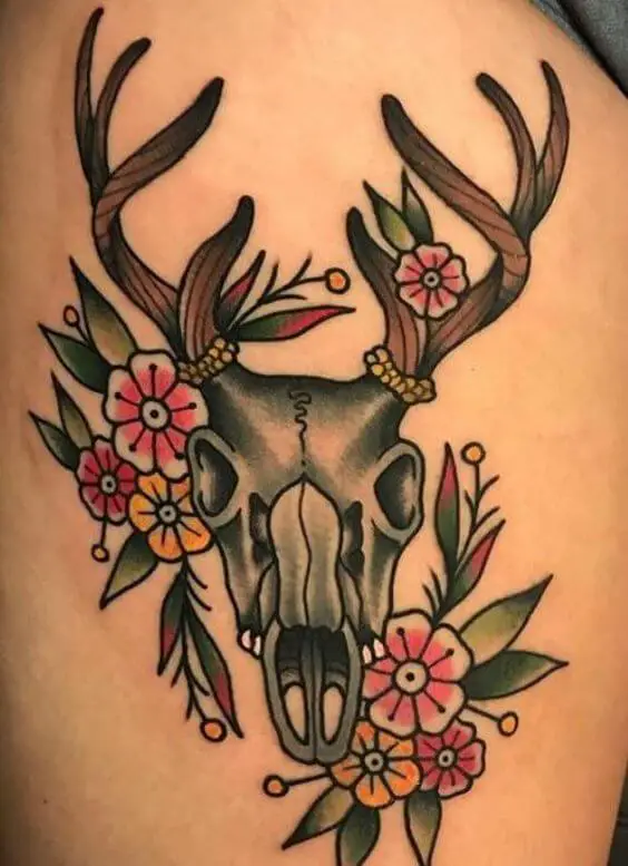 Deer Skull Tattoo 61 Awesome Skull Tattoo Designs for Men and Women in 2022