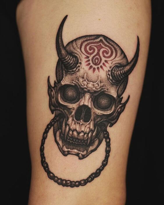 Demon Skull Tattoo 2 61 Awesome Skull Tattoo Designs for Men and Women in 2022
