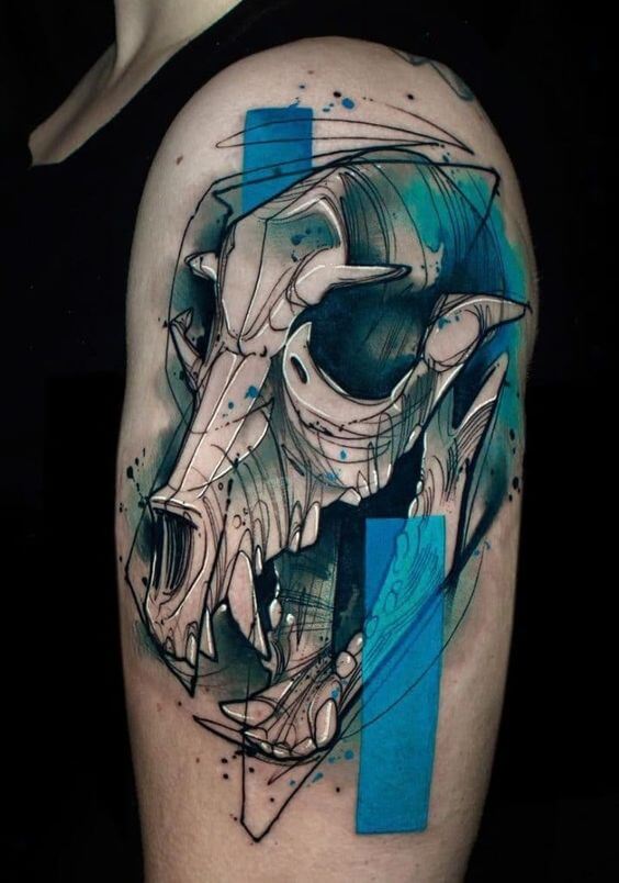 Dog Skull Tattoo 2 61 Awesome Skull Tattoo Designs for Men and Women in 2022