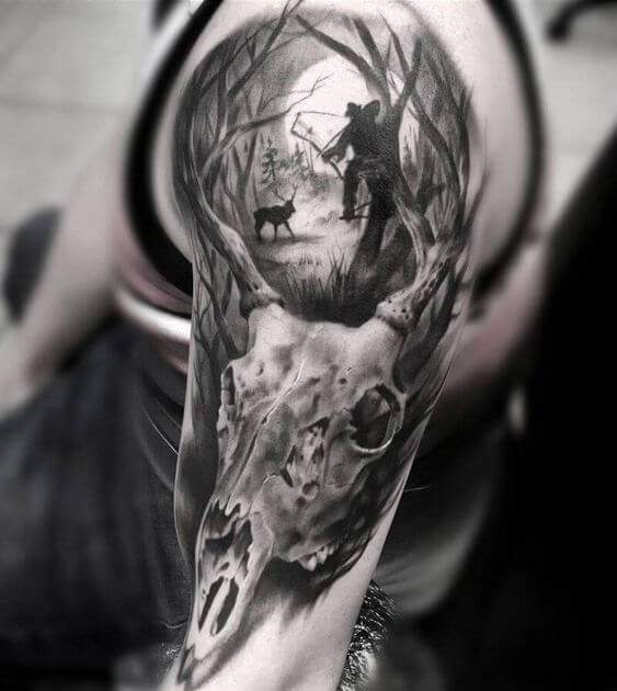 Elk Skull Tattoo 2 61 Awesome Skull Tattoo Designs for Men and Women in 2022