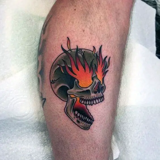 Flaming Skull Tattoo 3 61 Awesome Skull Tattoo Designs for Men and Women in 2022