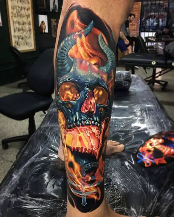Flaming Skull Tattoo 5 61 Awesome Skull Tattoo Designs for Men and Women in 2022