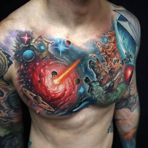 Galaxy Chest Tattoo Awesome Galaxy Tattoo Design Ideas for Men and Women in 2022