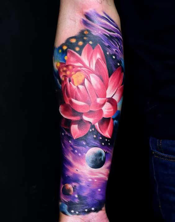 Galaxy Flowers Tattoo Awesome Galaxy Tattoo Design Ideas for Men and Women in 2022