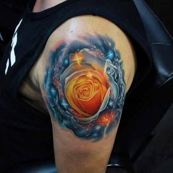Galaxy Rose Tattoo 3 Awesome Galaxy Tattoo Design Ideas for Men and Women in 2022