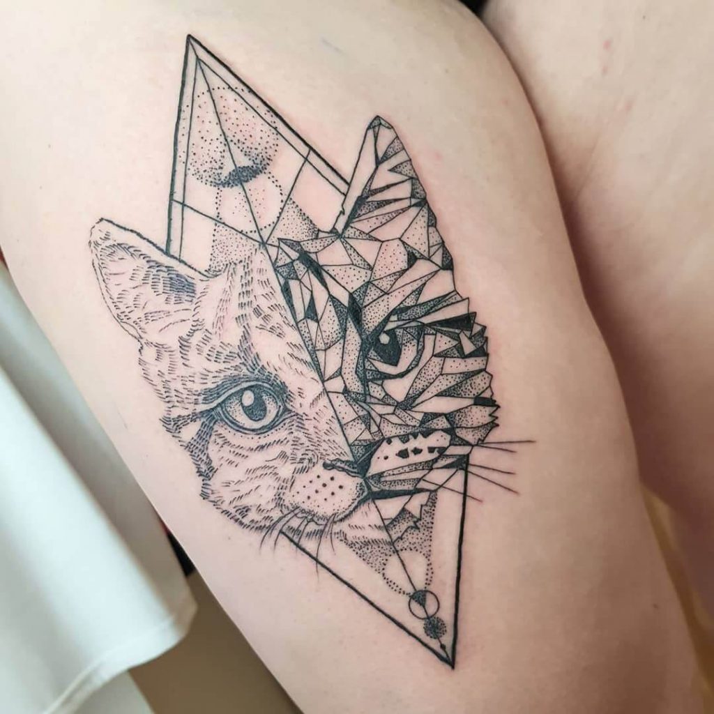 Geometric Lynx Tattoo 3 Lynx Tattoo: Everything You Need To Know (30+ Cool Design Ideas)