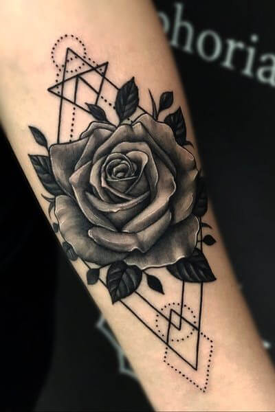 Geometric Rose Tattoo Top 35 Gorgeous Rose Tattoo Design Ideas in 2022