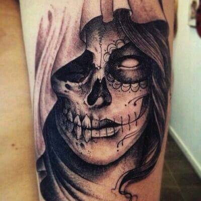 Girl Skull Tattoo 2 61 Awesome Skull Tattoo Designs for Men and Women in 2022