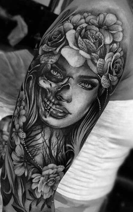 Girl Skull Tattoo 61 Awesome Skull Tattoo Designs for Men and Women in 2022