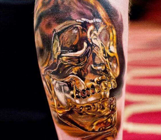 Golden Skull Tattoo 2 61 Awesome Skull Tattoo Designs for Men and Women in 2022