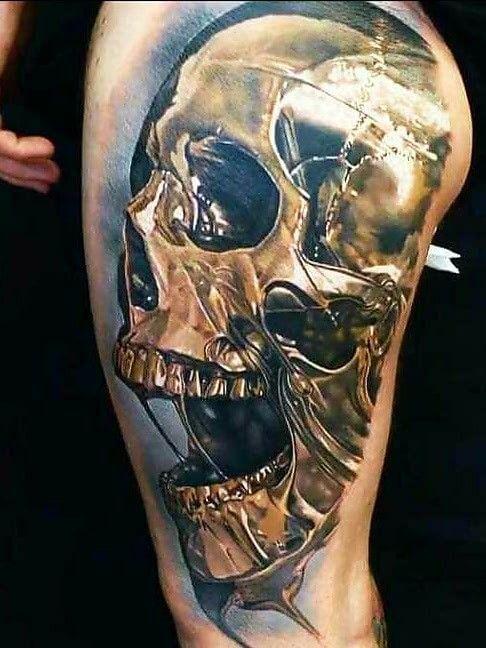 Golden Skull Tattoo 3 61 Awesome Skull Tattoo Designs for Men and Women in 2022