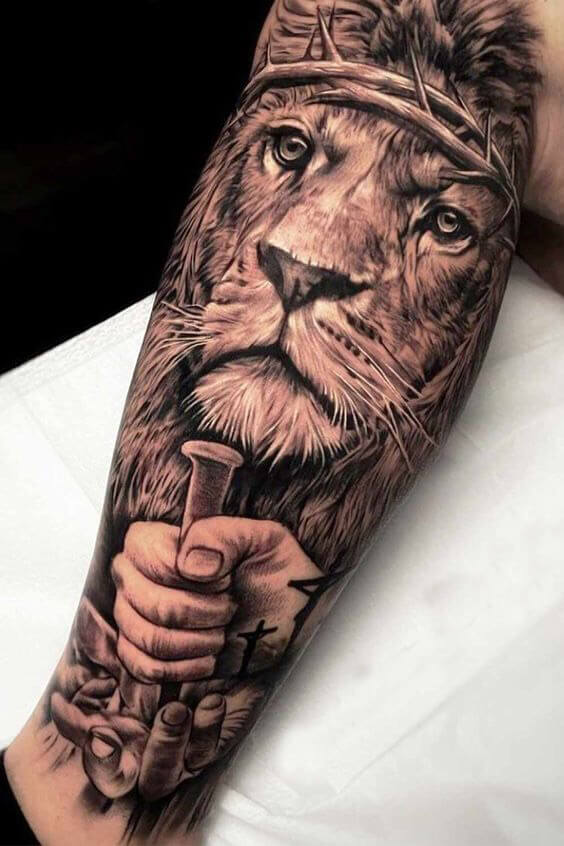 Half Lion Half Jesus Tattoo 9 26 Beautiful Jesus Tattoo Ideas for Men in 2022