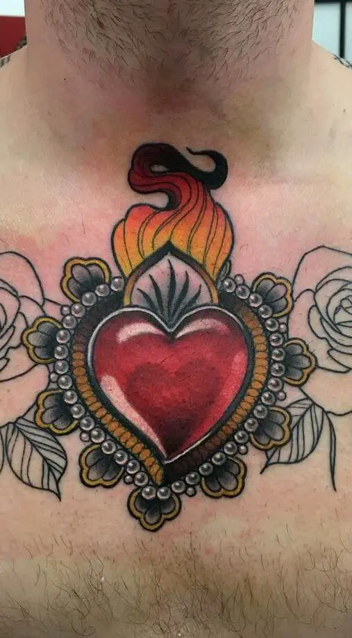 Heart Tattoo on The Chest 59+ Awesome Heart Tattoos With Meaningful Designs