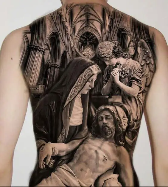 Jesus And Angel Tattoos 3 26 Beautiful Jesus Tattoo Ideas for Men in 2022