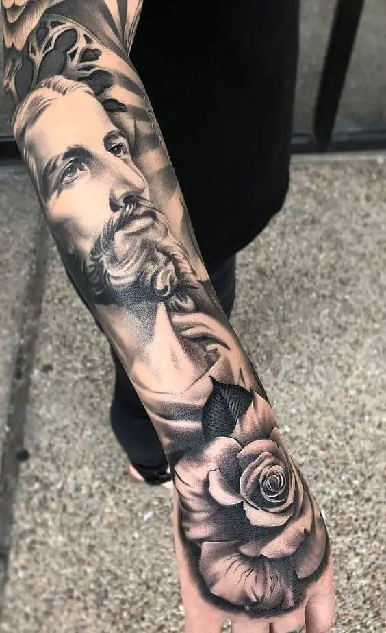 Jesus Arm Tattoo 3 26 Beautiful Jesus Tattoo Ideas for Men in 2022