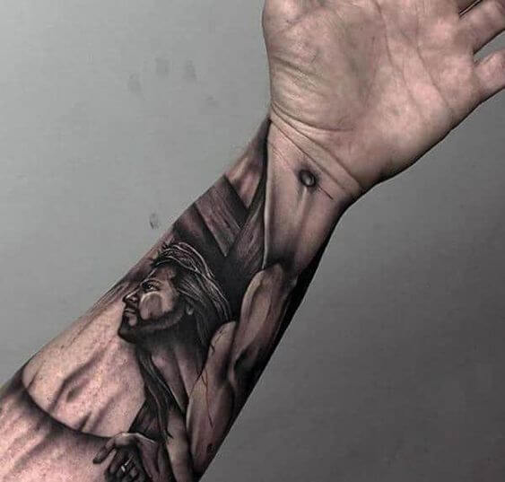 Jesus Arm Tattoo 4 26 Beautiful Jesus Tattoo Ideas for Men in 2022