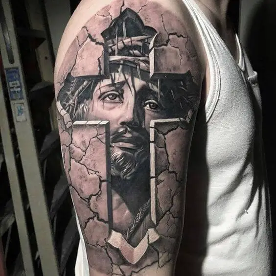 Jesus Cross Tattoo 1 26 Beautiful Jesus Tattoo Ideas for Men in 2022