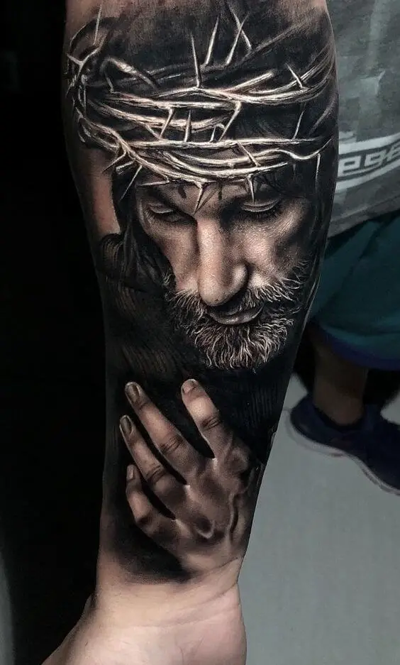 Jesus Forearm Tattoo 6 1 26 Beautiful Jesus Tattoo Ideas for Men in 2022