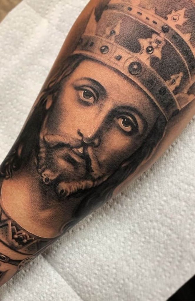 Jesus Is King Tattoo 3 26 Beautiful Jesus Tattoo Ideas for Men in 2022